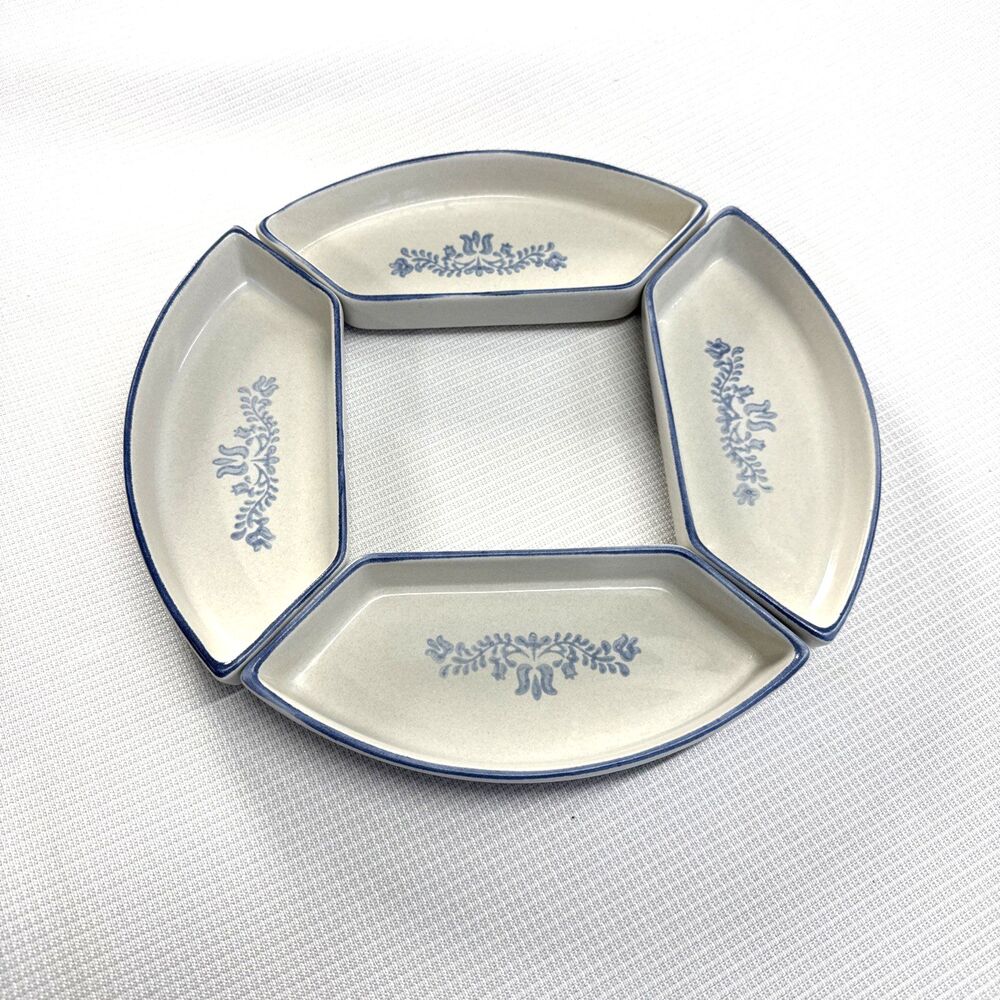 Set of 4 Vintage Pfaltzgraff Yorktowne Segmented Condiment Dishes - Retired 2007